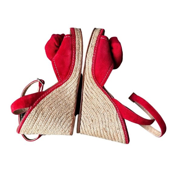 Kate Spade New York Women's Red Suede Brit Flower Toe Wedge Heel Sandals 9 M - Picture 6 of 9